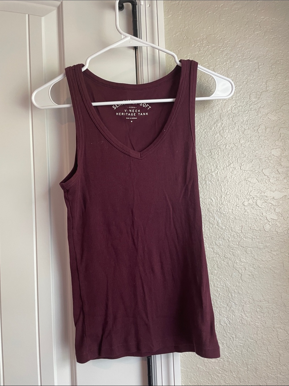 Aeropostale V-Neck Tank Top - Burgundy Plum